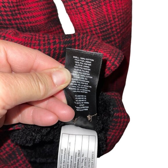 Tna Womens Jacket Size Large Red Prospect Sherpa Shacket Plaid Button Down - Picture 10 of 10